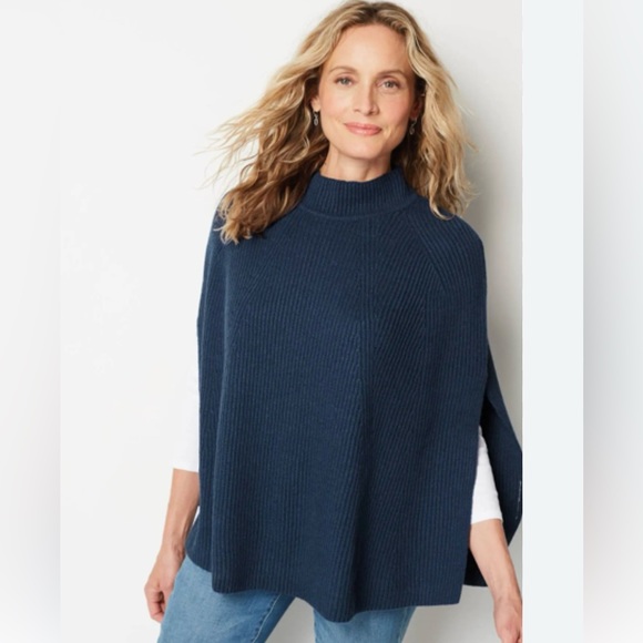 J. Jill Sweaters - J Jill poncho cape. NWT. Ink Blue. One Size.